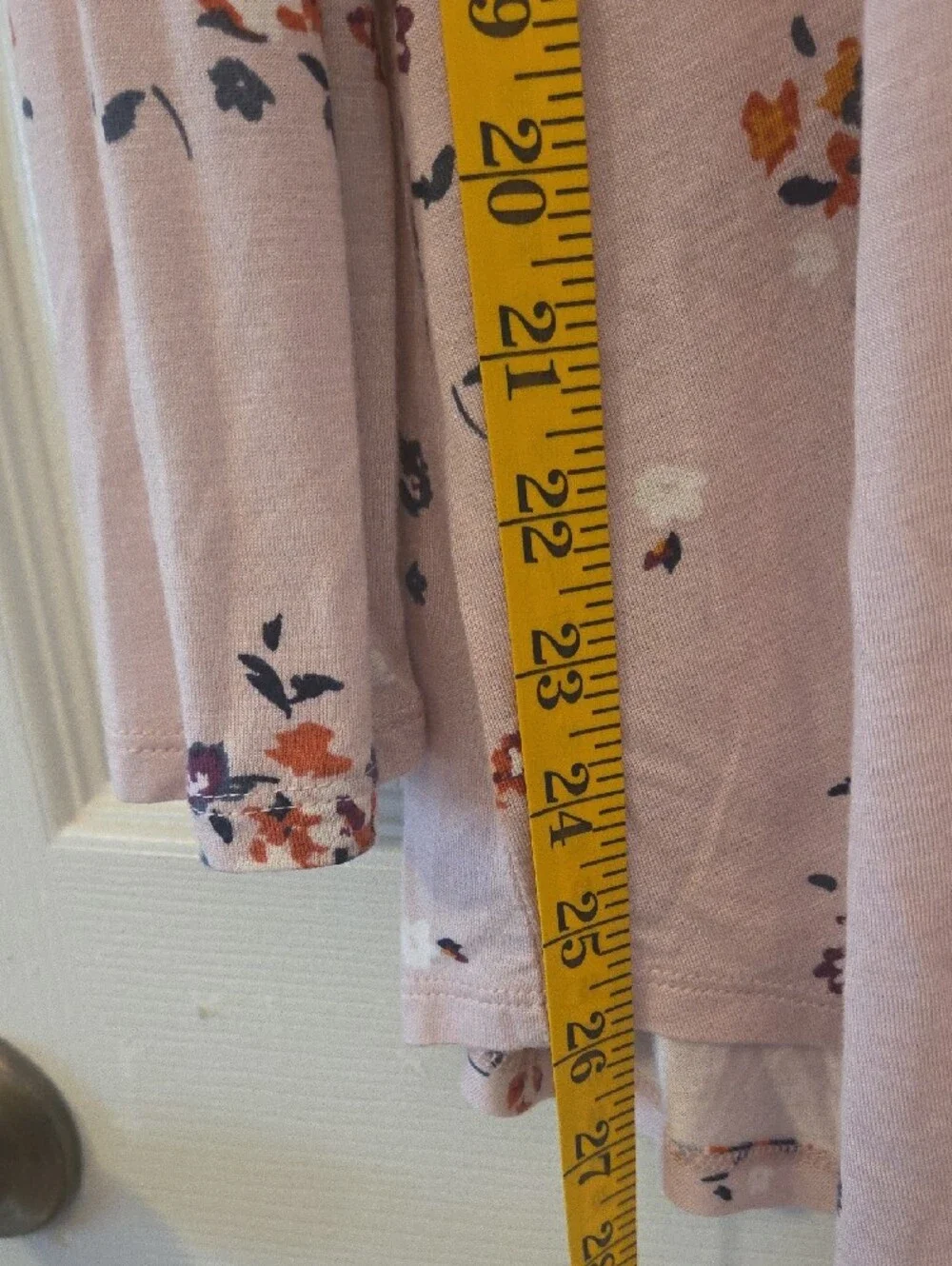 LOFT Light Pink Long Sleeve Floral Scoop Neck Top Size Large